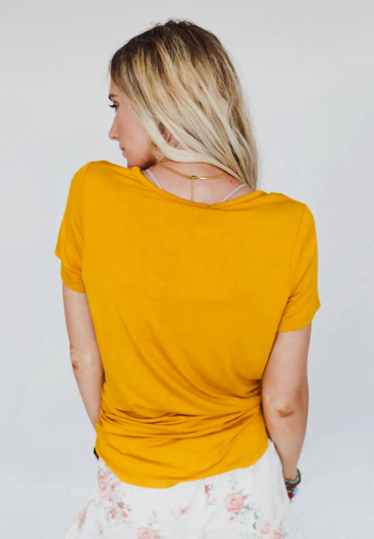 Scoop neck Bralette Tee- Mustard image 3