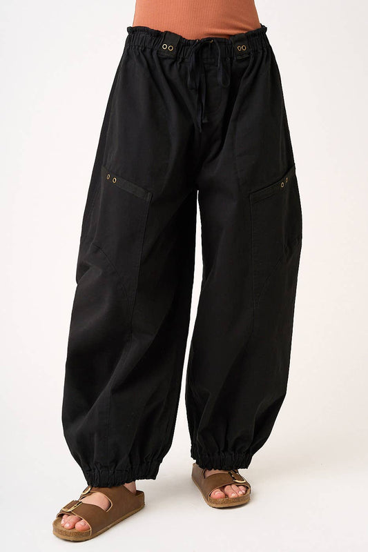 The Everyday Barrel Pants- (Black)