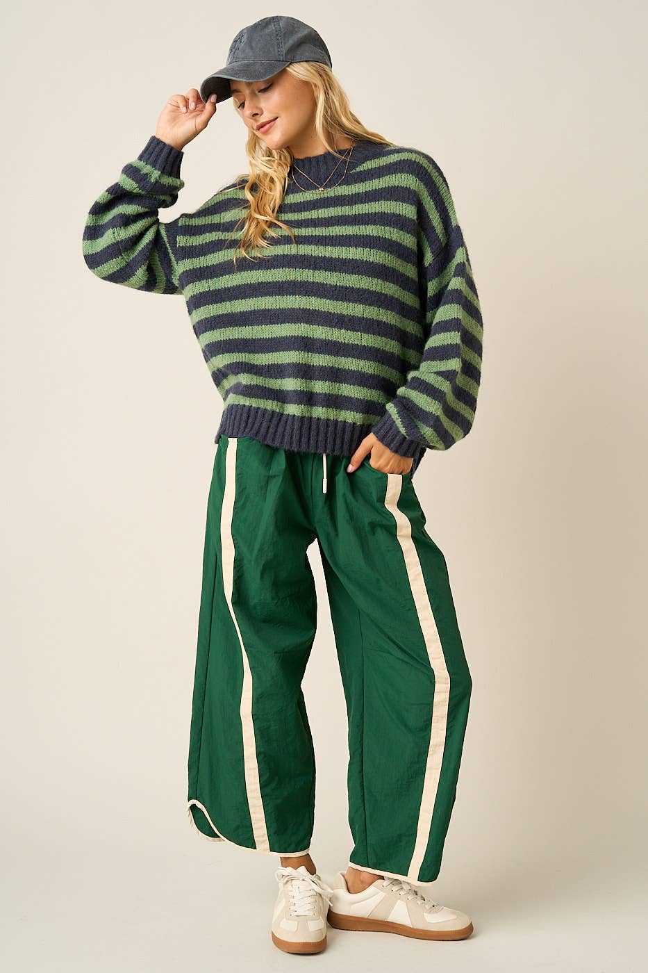 The Hadley Sweater- (Green/Navy)