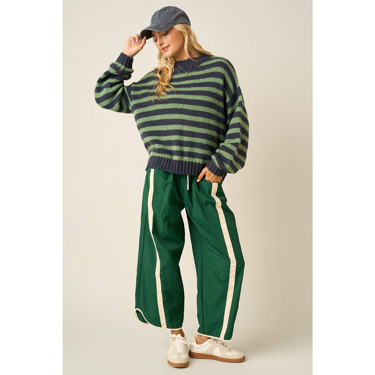 Off-Duty Stripe Barrel Pants