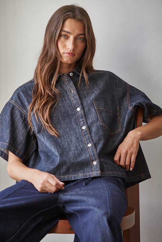 Remi Denim Button-Up Top