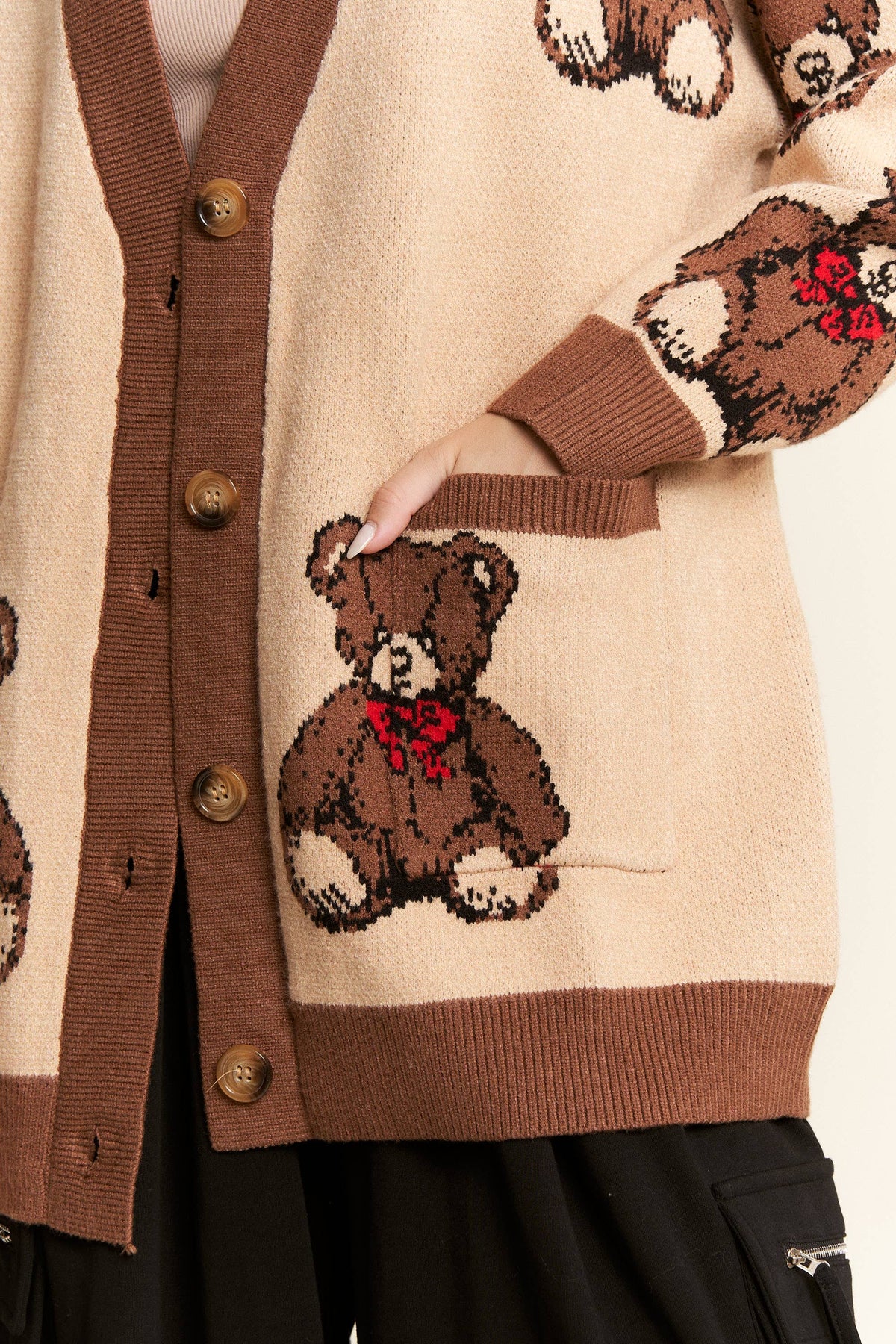 BEARY ADORABLE CARDIGAN: MOCHA BROWN