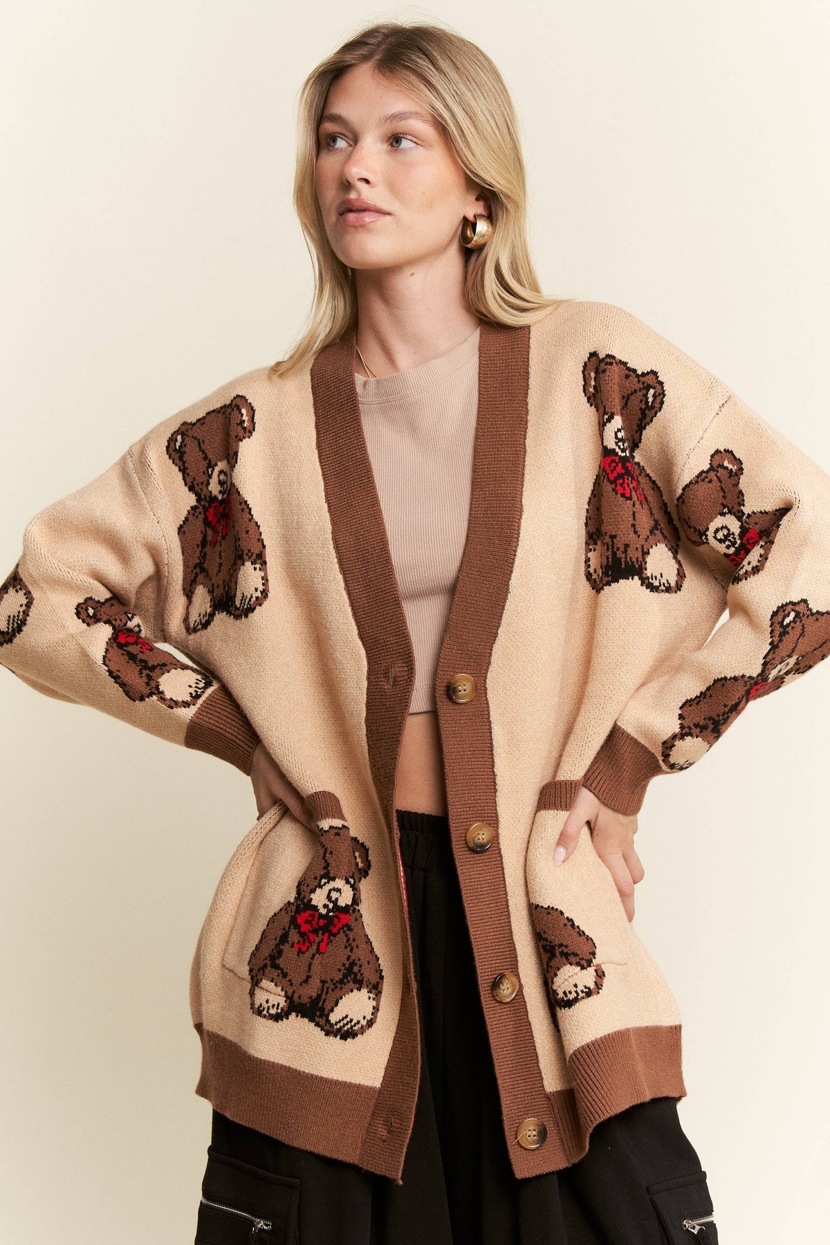 BEARY ADORABLE CARDIGAN: MOCHA BROWN